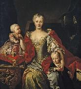 Martin van Meytens Portrait of Polyxena Christina of Hesse-Rotenburg with her two oldest children, the future Victor Amadeus III and Princess Eleonora France oil painting artist